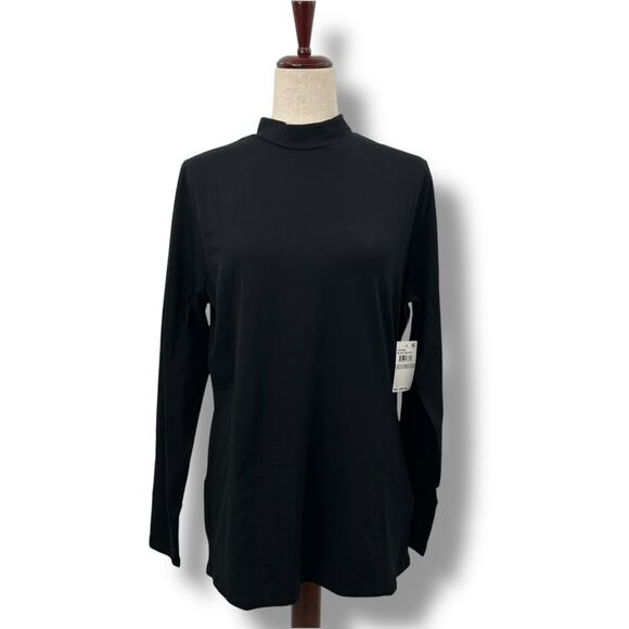 NEW Aveto Black Long Sleeve Top Plus Size 1X Black Mock Neck Modest Layering NWT - Picture 1 of 10